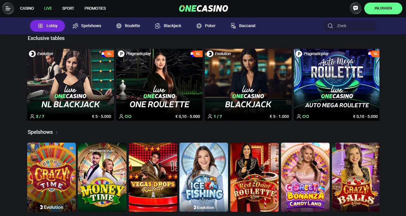 Spelaanbod en softwareproviders - One Casino